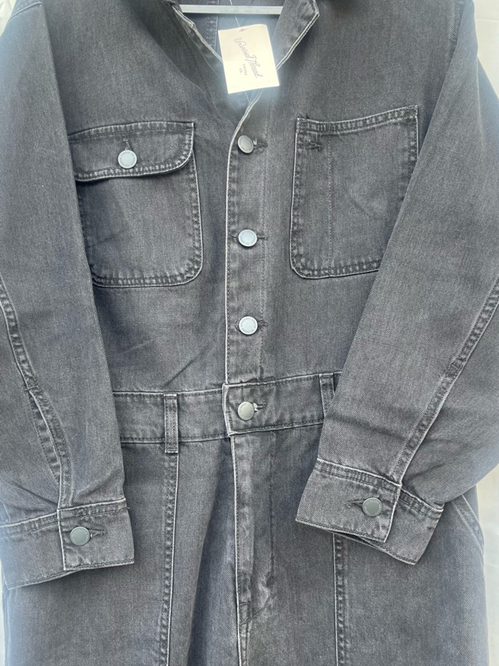 NEW Women's 17 Long Sleeve Utility Baggy Denim Jumpsuit -
Universal Thread